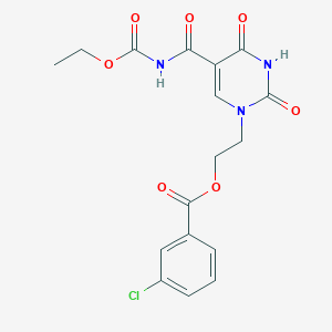molecular formula C17H16ClN3O7 B3123059 2-[5-(Ethoxycarbonylcarbamoyl)-2,4-dioxopyrimidin-1-yl]ethyl 3-chlorobenzoate CAS No. 303997-30-0