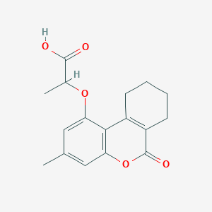 molecular formula C17H18O5 B3123153 2-[(3-methyl-6-oxo-7,8,9,10-tetrahydro-6H-benzo[c]chromen-1-yl)oxy]propanoic acid CAS No. 304896-84-2