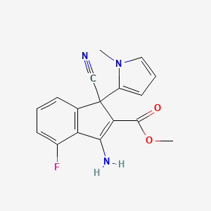 molecular formula C17H14FN3O2 B3123289 methyl 3-amino-1-cyano-4-fluoro-1-(1-methyl-1H-pyrrol-2-yl)-1H-indene-2-carboxylate CAS No. 306976-57-8