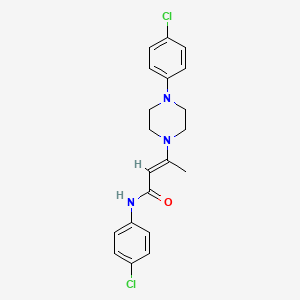molecular formula C20H21Cl2N3O B3123324 (E)-N-(4-chlorophenyl)-3-[4-(4-chlorophenyl)piperazin-1-yl]but-2-enamide CAS No. 306977-27-5