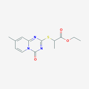 molecular formula C13H15N3O3S B3123344 Ethyl 2-((8-methyl-4-oxo-4H-pyrido[1,2-a](1,3,5)triazin-2-yl)sulfanyl)propanoate CAS No. 306978-77-8