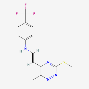 molecular formula C14H13F3N4S B3123382 N-(2-(6-Methyl-3-(methylsulfanyl)-1,2,4-triazin-5-yl)vinyl)-4-(trifluoromethyl)aniline CAS No. 306980-24-5