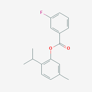 molecular formula C17H17FO2 B312343 2-Isopropyl-5-methylphenyl 3-fluorobenzoate 