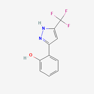 molecular formula C10H7F3N2O B3123737 2-[5-(trifluoromethyl)-1H-pyrazol-3-yl]phenol CAS No. 312315-85-8