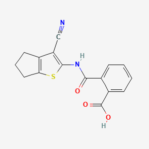 molecular formula C16H12N2O3S B3123798 N-(3-cyano-5,6-dihydro-4H-cyclopenta[b]thiophen-2-yl)-phthalamic acid CAS No. 312915-08-5