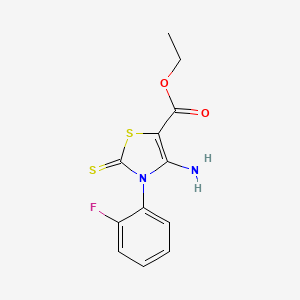 molecular formula C12H11FN2O2S2 B3123803 Ethyl 4-amino-3-(2-fluorophenyl)-2-thioxo-2,3-dihydro-1,3-thiazole-5-carboxylate CAS No. 312922-19-3