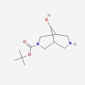 molecular formula C12H22N2O3 B3123867 Tert-butyl 9-hydroxy-3,7-diazabicyclo[3.3.1]nonane-3-carboxylate CAS No. 313238-53-8