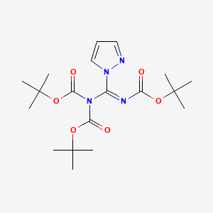 molecular formula C19H30N4O6 B3123952 tert-butyl (Z)-(tert-butoxycarbonyl)(((tert-butoxycarbonyl)imino)(1H-pyrazol-1-yl)methyl)carbamate CAS No. 313983-06-1