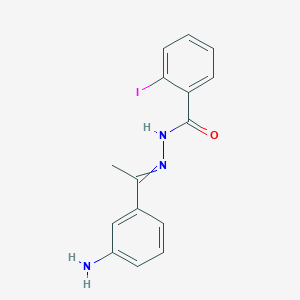 molecular formula C15H14IN3O B3124007 N'-[(E)-1-(3-Aminophenyl)ethylidene]-2-iodobenzohydrazide CAS No. 314283-29-9