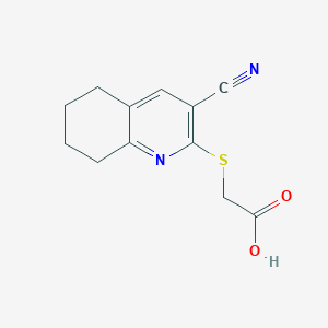 molecular formula C12H12N2O2S B3124085 [(3-Cyano-5,6,7,8-tetrahydro-2-quinolinyl)thio]acetic acid CAS No. 315248-96-5