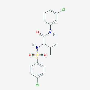 molecular formula C17H18Cl2N2O3S B3124257 N-(3-chlorophenyl)-2-{[(4-chlorophenyl)sulfonyl]amino}-3-methylbutanamide CAS No. 317378-12-4