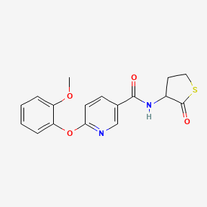 molecular formula C17H16N2O4S B3124272 6-(2-methoxyphenoxy)-N-(2-oxotetrahydro-3-thiophenyl)nicotinamide CAS No. 317821-88-8