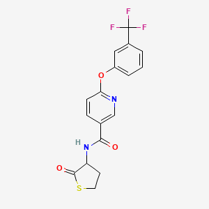 molecular formula C17H13F3N2O3S B3124276 N-(2-Oxotetrahydro-3-thiophenyl)-6-(3-(trifluoromethyl)phenoxy)nicotinamide CAS No. 317821-89-9
