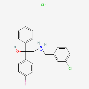 molecular formula C21H20Cl2FNO B3124301 N-(3-chlorobenzyl)-2-(4-fluorophenyl)-2-hydroxy-2-phenyl-1-ethanaminium chloride CAS No. 317822-09-6