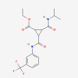 molecular formula C18H21F3N2O4 B3124360 Ethyl 2-[(isopropylamino)carbonyl]-3-{[3-(trifluoromethyl)anilino]carbonyl}cyclopropanecarboxylate CAS No. 318237-97-7