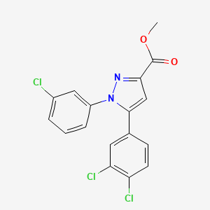 molecular formula C17H11Cl3N2O2 B3124408 methyl 1-(3-chlorophenyl)-5-(3,4-dichlorophenyl)-1H-pyrazole-3-carboxylate CAS No. 318256-19-8