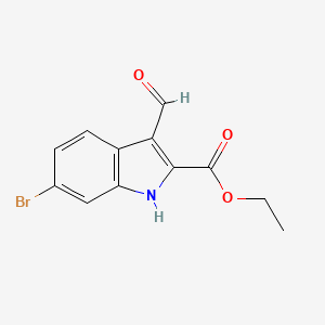 molecular formula C12H10BrNO3 B3124466 6-溴-3-甲酰基-1H-吲哚-2-羧酸乙酯 CAS No. 318292-54-5