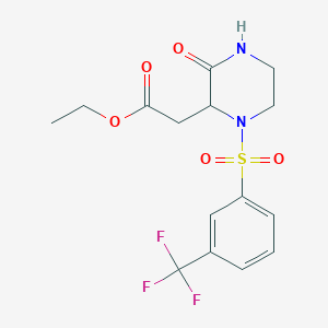 molecular formula C15H17F3N2O5S B3124479 Ethyl 2-(3-oxo-1-{[3-(trifluoromethyl)phenyl]sulfonyl}-2-piperazinyl)acetate CAS No. 318469-57-7