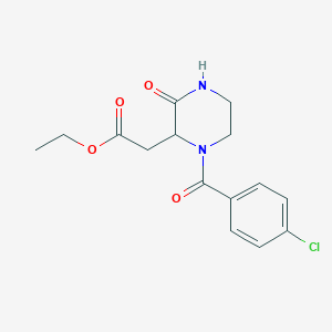 molecular formula C15H17ClN2O4 B3124481 Ethyl 2-[1-(4-chlorobenzoyl)-3-oxopiperazin-2-yl]acetate CAS No. 318469-63-5