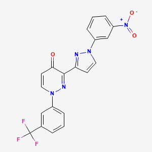 molecular formula C20H12F3N5O3 B3124487 3-[1-(3-nitrophenyl)-1H-pyrazol-3-yl]-1-[3-(trifluoromethyl)phenyl]-4(1H)-pyridazinone CAS No. 318498-01-0