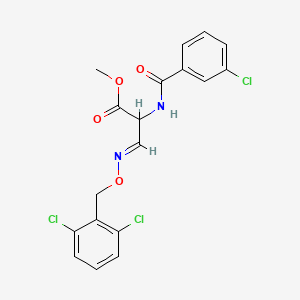 molecular formula C18H15Cl3N2O4 B3124514 Methyl 2-[(3-chlorobenzoyl)amino]-3-{[(2,6-dichlorobenzyl)oxy]imino}propanoate CAS No. 318517-70-3