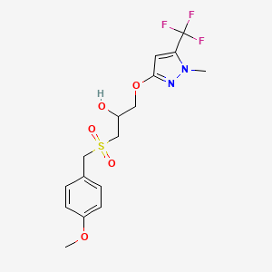 molecular formula C16H19F3N2O5S B3124543 1-[(4-methoxybenzyl)sulfonyl]-3-{[1-methyl-5-(trifluoromethyl)-1H-pyrazol-3-yl]oxy}-2-propanol CAS No. 318949-28-9