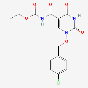 molecular formula C15H14ClN3O6 B3124724 ethyl N-({1-[(4-chlorobenzyl)oxy]-2,4-dioxo-1,2,3,4-tetrahydro-5-pyrimidinyl}carbonyl)carbamate CAS No. 320420-06-2