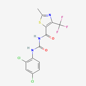 molecular formula C13H8Cl2F3N3O2S B3124754 N-(2,4-dichlorophenyl)-N'-{[2-methyl-4-(trifluoromethyl)-1,3-thiazol-5-yl]carbonyl}urea CAS No. 320420-62-0