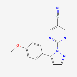 2-[5-(4-methoxyphenyl)-1H-pyrazol-1-yl]-5-pyrimidinecarbonitrile