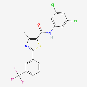 molecular formula C18H11Cl2F3N2OS B3124977 N-(3,5-dichlorophenyl)-4-methyl-2-[3-(trifluoromethyl)phenyl]-1,3-thiazole-5-carboxamide CAS No. 321429-63-4