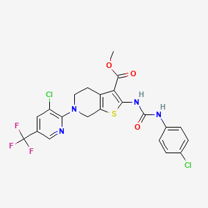 methyl 2-[(4-chlorophenyl)carbamoylamino]-6-[3-chloro-5-(trifluoromethyl)pyridin-2-yl]-5,7-dihydro-4H-thieno[2,3-c]pyridine-3-carboxylate