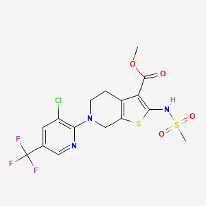 molecular formula C16H15ClF3N3O4S2 B3125012 Methyl 6-[3-chloro-5-(trifluoromethyl)-2-pyridinyl]-2-[(methylsulfonyl)amino]-4,5,6,7-tetrahydrothieno[2,3-c]pyridine-3-carboxylate CAS No. 321430-47-1