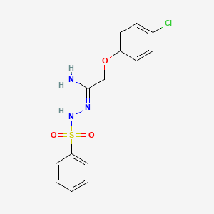 molecular formula C14H14ClN3O3S B3125020 N'-[2-(4-chlorophenoxy)ethanimidoyl]benzenesulfonohydrazide CAS No. 321430-74-4