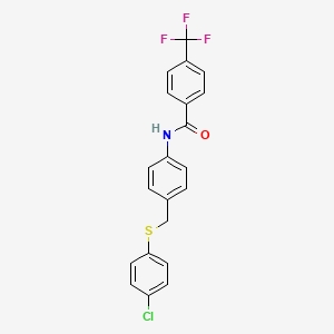 molecular formula C21H15ClF3NOS B3125046 N-[4-[(4-chlorophenyl)sulfanylmethyl]phenyl]-4-(trifluoromethyl)benzamide CAS No. 321431-96-3