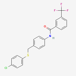 molecular formula C21H15ClF3NOS B3125053 N-[4-[(4-chlorophenyl)sulfanylmethyl]phenyl]-3-(trifluoromethyl)benzamide CAS No. 321431-98-5