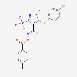 N-{[5-[(4-chlorophenyl)sulfanyl]-1-methyl-3-(trifluoromethyl)-1H-pyrazol-4-yl]methylene}-N-[(4-methylbenzoyl)oxy]amine