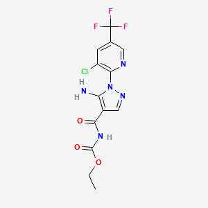 molecular formula C13H11ClF3N5O3 B3125155 ethyl N-({5-amino-1-[3-chloro-5-(trifluoromethyl)-2-pyridinyl]-1H-pyrazol-4-yl}carbonyl)carbamate CAS No. 321570-95-0