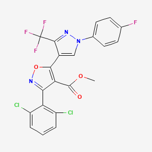 methyl 3-(2,6-dichlorophenyl)-5-[1-(4-fluorophenyl)-3-(trifluoromethyl)-1H-pyrazol-4-yl]-1,2-oxazole-4-carboxylate