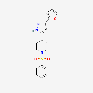 molecular formula C19H21N3O3S B3125228 4-[5-(2-furyl)-1H-pyrazol-3-yl]-1-[(4-methylphenyl)sulfonyl]piperidine CAS No. 321848-31-1