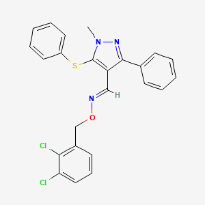 molecular formula C24H19Cl2N3OS B3125266 1-methyl-3-phenyl-5-(phenylsulfanyl)-1H-pyrazole-4-carbaldehyde O-(2,3-dichlorobenzyl)oxime CAS No. 321998-30-5