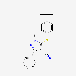 molecular formula C21H21N3S B3125273 5-{[4-(叔丁基)苯基]硫代}-1-甲基-3-苯基-1H-吡唑-4-甲腈 CAS No. 321998-38-3