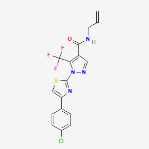 molecular formula C17H12ClF3N4OS B3125280 1-[4-(4-chlorophenyl)-1,3-thiazol-2-yl]-N-prop-2-enyl-5-(trifluoromethyl)pyrazole-4-carboxamide CAS No. 321998-56-5