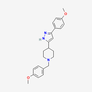 molecular formula C23H27N3O2 B3125287 4-[5-(4-methoxyphenyl)-1H-pyrazol-3-yl]-1-[(4-methoxyphenyl)methyl]piperidine CAS No. 321998-72-5