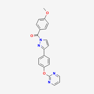molecular formula C21H16N4O3 B3125292 (4-methoxyphenyl){3-[4-(2-pyrimidinyloxy)phenyl]-1H-pyrazol-1-yl}methanone CAS No. 321998-83-8