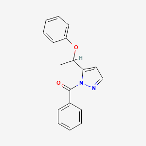 molecular formula C18H16N2O2 B3125353 [5-(1-phenoxyethyl)-1H-pyrazol-1-yl](phenyl)methanone CAS No. 324008-77-7