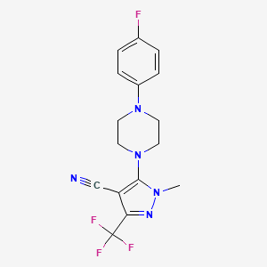 molecular formula C16H15F4N5 B3125373 5-[4-(4-fluorophenyl)piperazino]-1-methyl-3-(trifluoromethyl)-1H-pyrazole-4-carbonitrile CAS No. 324009-05-4