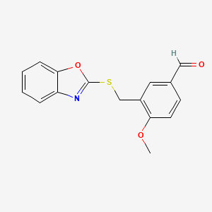 molecular formula C16H13NO3S B3125594 3-[(1,3-Benzoxazol-2-ylthio)methyl]-4-methoxybenzaldehyde CAS No. 327047-71-2