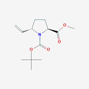 molecular formula C13H21NO4 B3125699 1-(tert-Butyl) 2-methyl (2S,5S)-5-vinyl-1,2-pyrrolidinedicarboxylate CAS No. 328974-72-7