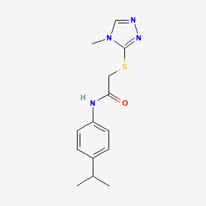 molecular formula C14H18N4OS B3125742 2-[(4-methyl-4H-1,2,4-triazol-3-yl)sulfanyl]-N-[4-(propan-2-yl)phenyl]acetamide CAS No. 329080-23-1