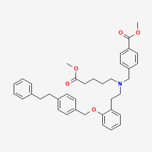 B3125832 Methyl 4-(((5-methoxy-5-oxopentyl)(2-((4-phenethylbenzyl)oxy)phenethyl)amino)methyl)benzoate CAS No. 329773-33-3